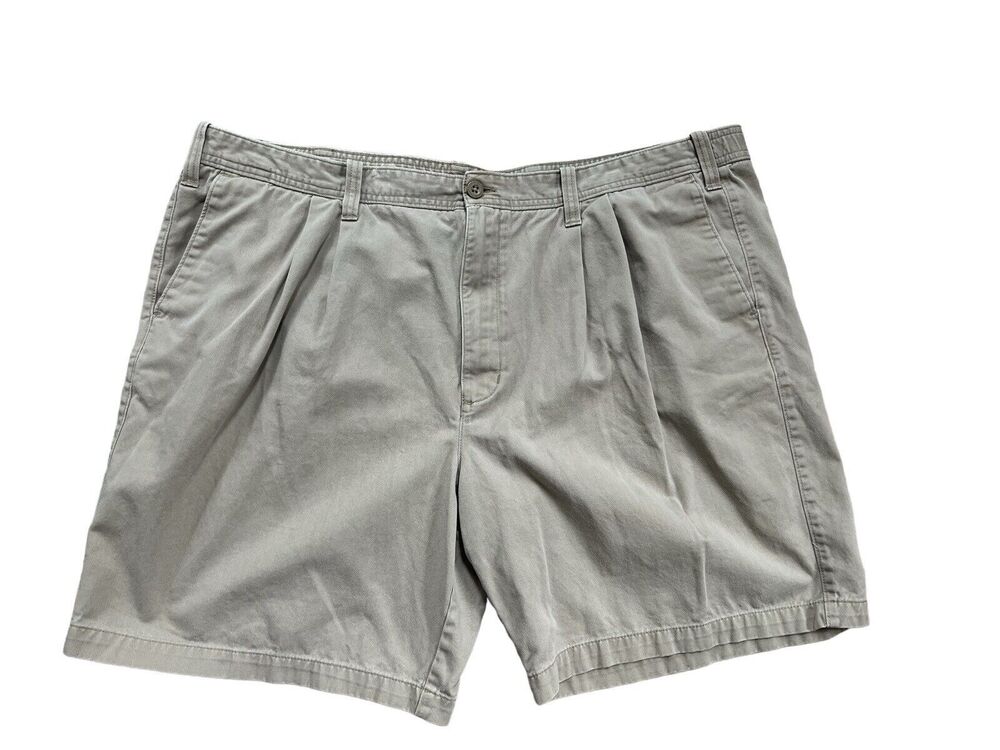 Eddie Bauer Shorts Men's 46 Pleated Front Khaki Chinos Tan Preppy Dad Core